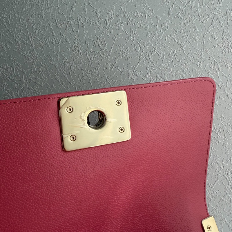 Chanel荔枝粉色金Boy20公分-17