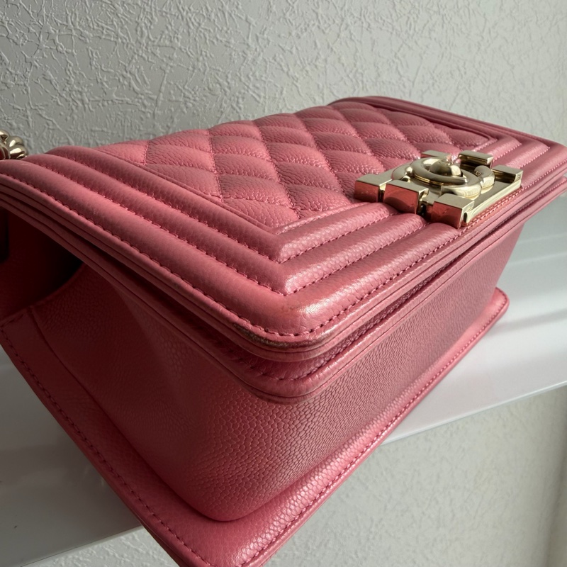 Chanel荔枝粉色金Boy20公分-21