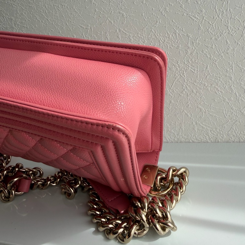 Chanel荔枝粉色金Boy20公分-23