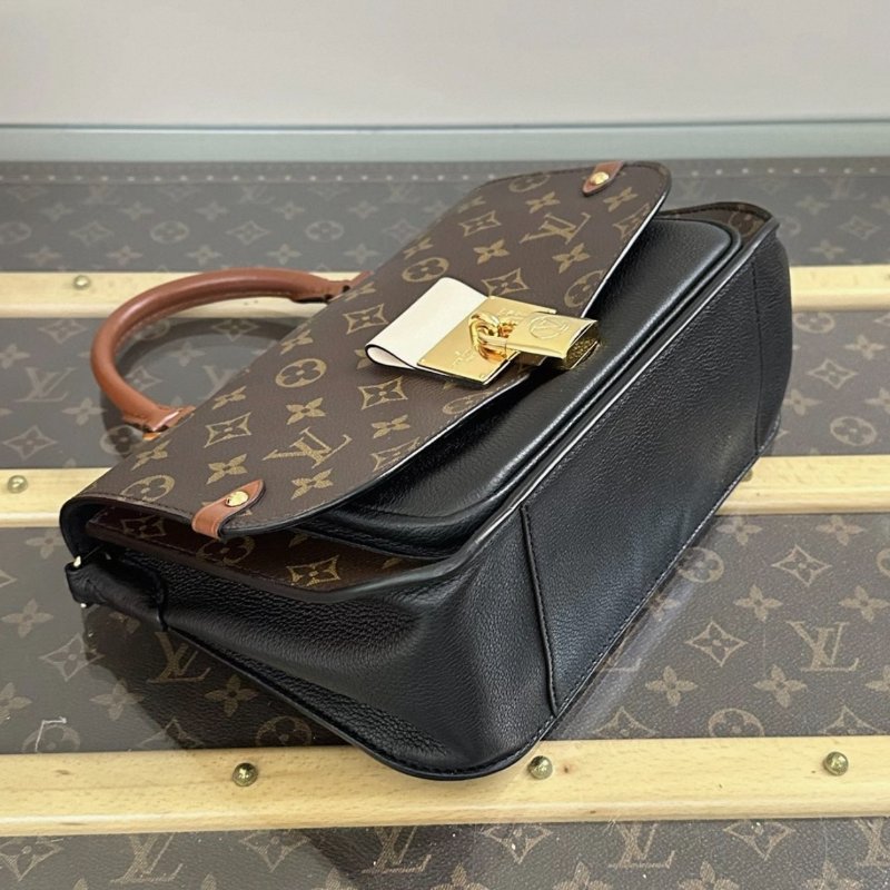 LV 老花拼黑鎖頭手提斜背郵差包26*19*9.5 98新配件塵袋鎖-1