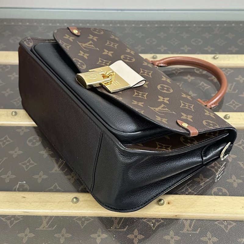 LV 老花拼黑鎖頭手提斜背郵差包26*19*9.5 98新配件塵袋鎖-2