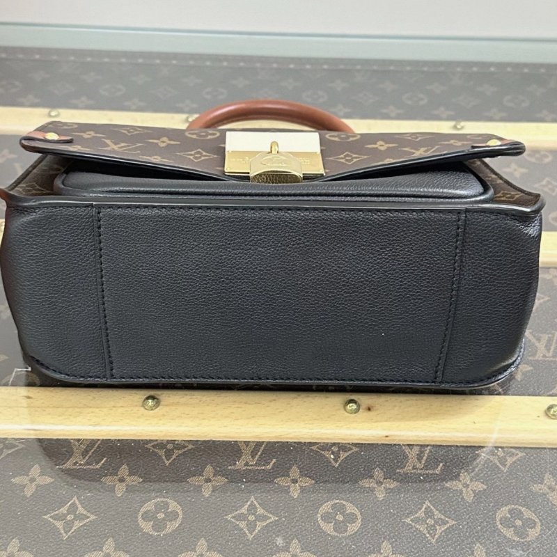 LV 老花拼黑鎖頭手提斜背郵差包26*19*9.5 98新配件塵袋鎖-5