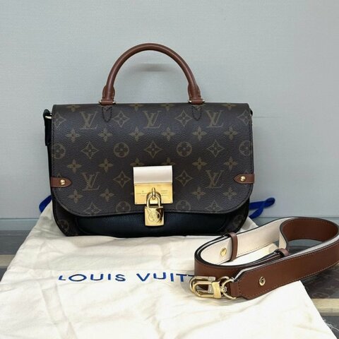 LV 老花拼黑鎖頭手提斜背郵差包26*19*9.5 98新配件塵袋鎖