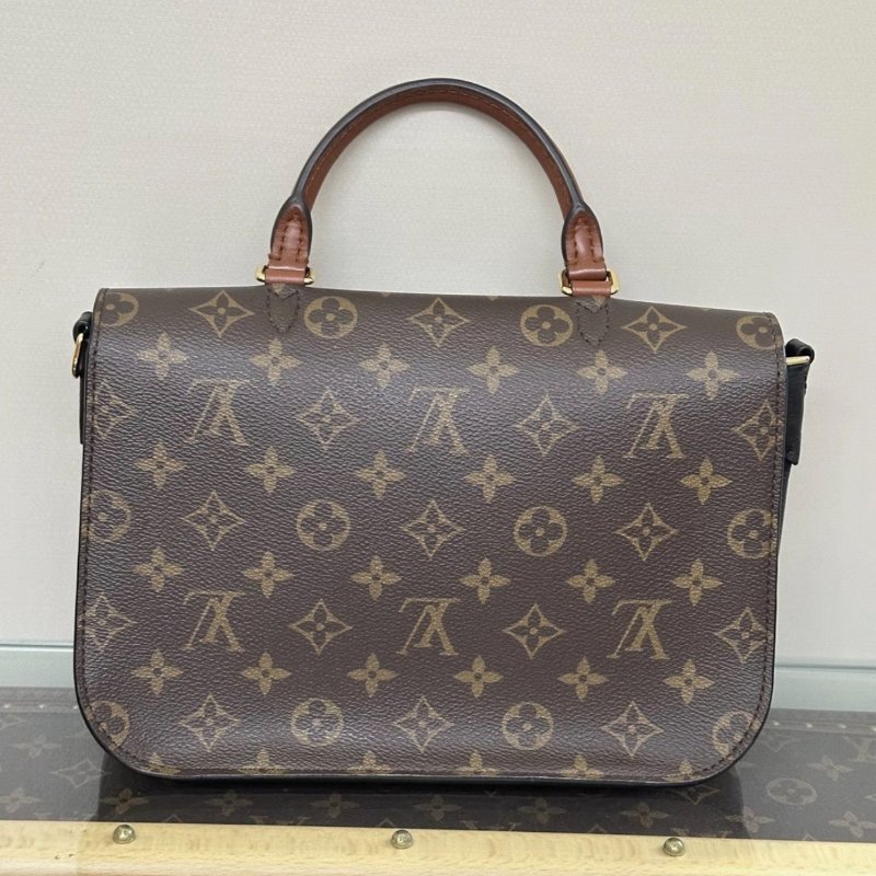 LV 老花拼黑鎖頭手提斜背郵差包26*19*9.5 98新配件塵袋鎖-3