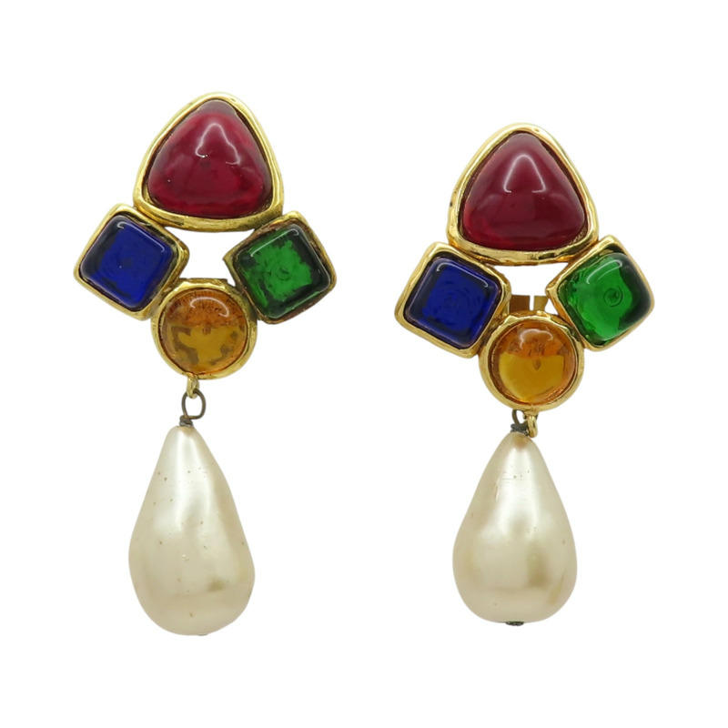 珍珠 金屬 垂墜耳環【CHANEL 香奈兒】-0