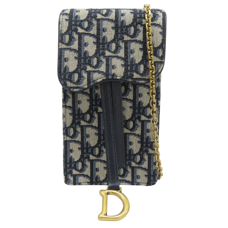 藍色 緹花帆布 手機包 肩背包【Dior 迪奧】-0
