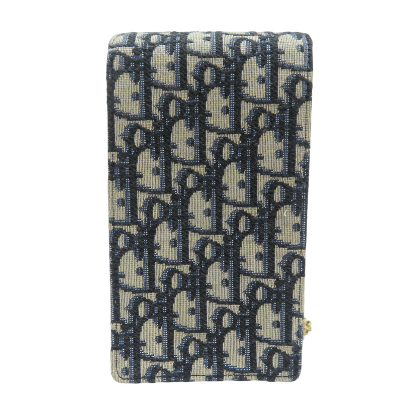 藍色 緹花帆布 手機包 肩背包【Dior 迪奧】-1