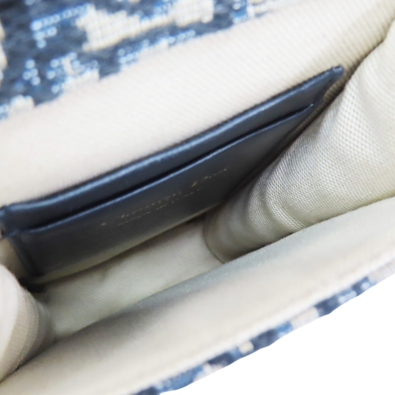 藍色 緹花帆布 手機包 肩背包【Dior 迪奧】-4