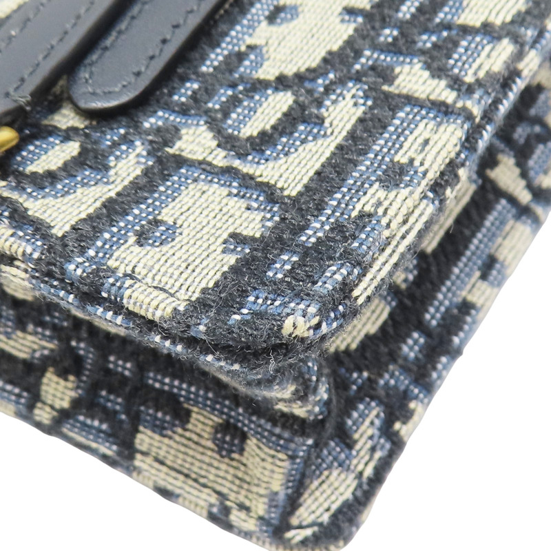 藍色 緹花帆布 手機包 肩背包【Dior 迪奧】-8