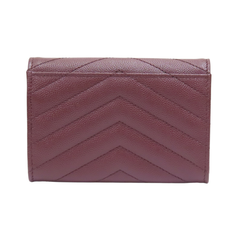 酒紅色 山型紋 牛皮 卡夾 零錢包 #414404 【SAINT LAURENT YSL 聖羅蘭 】 #414404-1