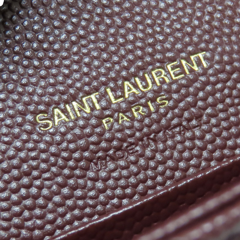 酒紅色 山型紋 牛皮 卡夾 零錢包 #414404 【SAINT LAURENT YSL 聖羅蘭 】 #414404-5