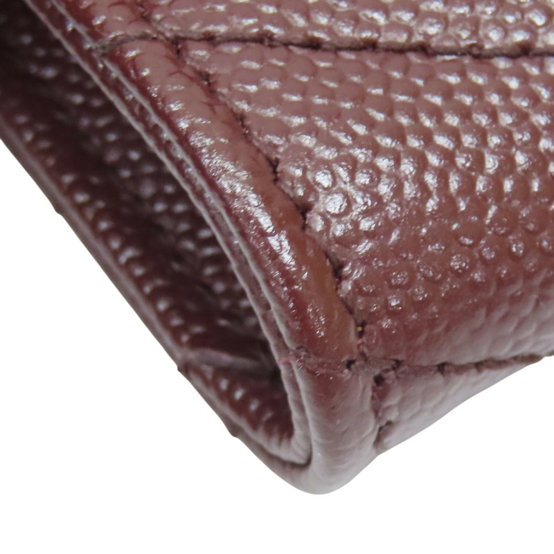 酒紅色 山型紋 牛皮 卡夾 零錢包 #414404 【SAINT LAURENT YSL 聖羅蘭 】 #414404-9