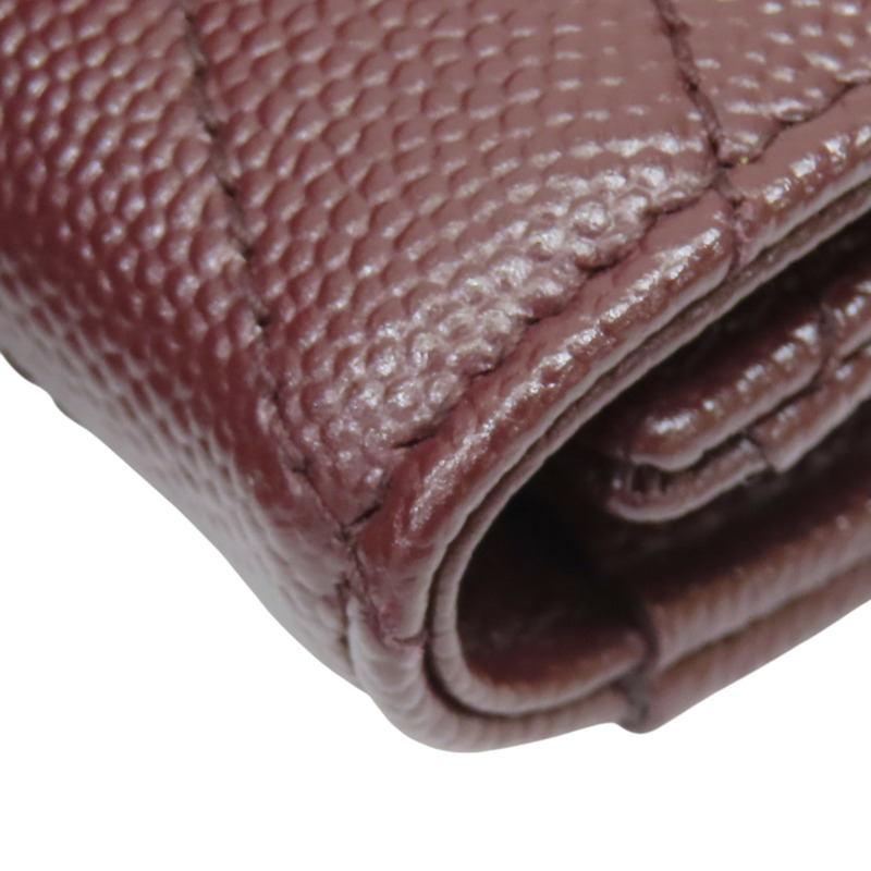 酒紅色 山型紋 牛皮 卡夾 零錢包 #414404 【SAINT LAURENT YSL 聖羅蘭 】 #414404-10