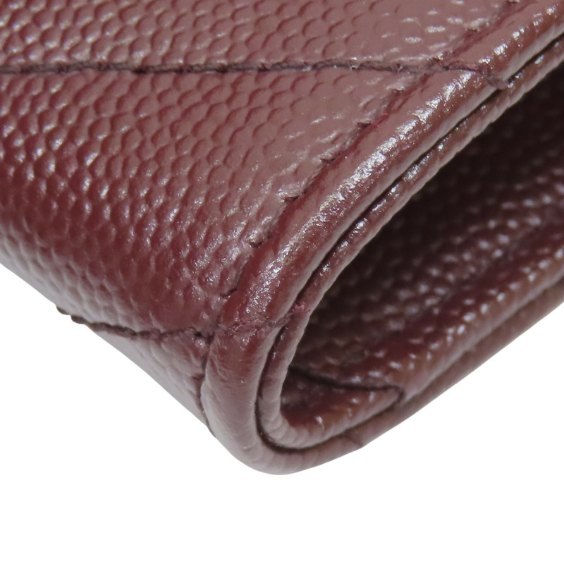 酒紅色 山型紋 牛皮 卡夾 零錢包 #414404 【SAINT LAURENT YSL 聖羅蘭 】 #414404-12
