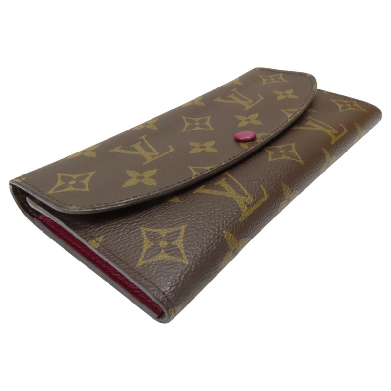 棕色 原花 帆布 Emilie 扣式長夾 M60697【LOUIS VUITTON LV 路易威登】 M60697-2