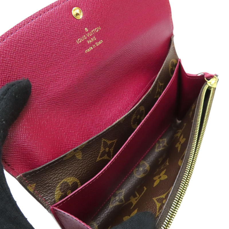 棕色 原花 帆布 Emilie 扣式長夾 M60697【LOUIS VUITTON LV 路易威登】 M60697-5