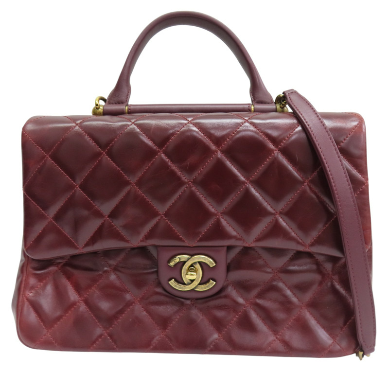 紅色 牛皮 兩用包 金釦【CHANEL 香奈兒】-0