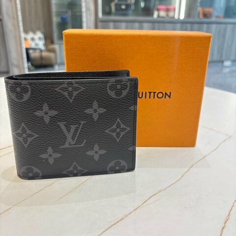 *SHIHNA名牌精品* LV 經典黑老花 MARCO系列 Eclipse帆布摺疊短夾