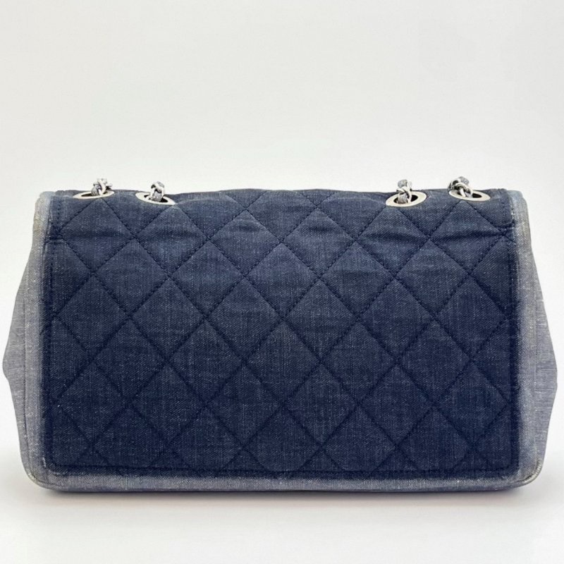 CHANEL 丹寧牛仔 CF大mini肩背斜背鏈條包 25*16*6 98新配件保卡塵袋-5