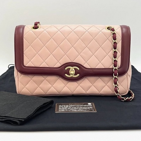 CHANEL 拼色CF季節款肩背斜背鏈條包 26*17*7 98新配件塵袋保卡