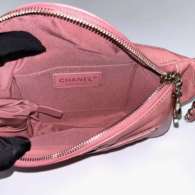 CHANEL 季節款珊瑚粉金扣腰包 22*15*4 98新配件塵袋-5