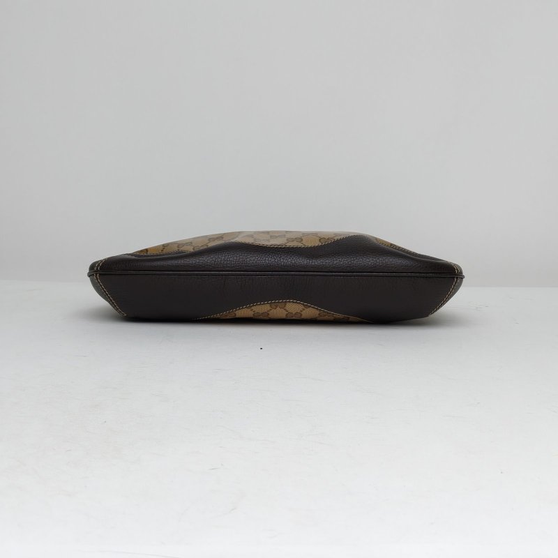 GUCCI 老花淺金扣水晶皮腋下包單肩包肩背包-4