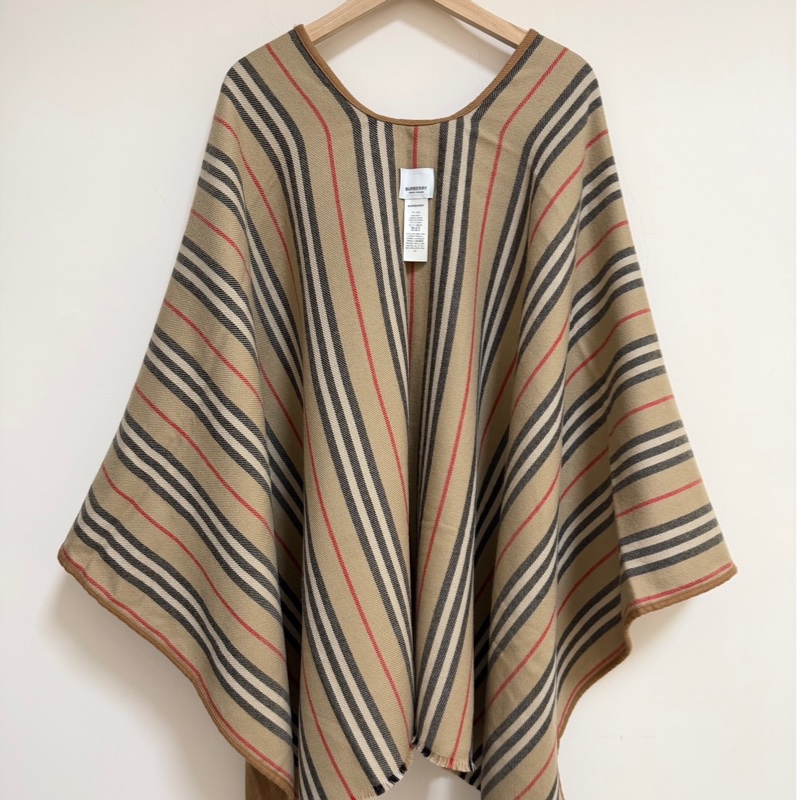 Burberry Icon Stripe 雙面羊毛斗篷 經典配色 披肩-8