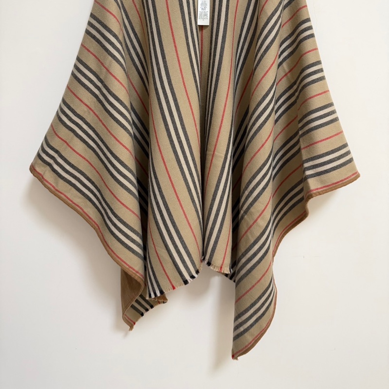 Burberry Icon Stripe 雙面羊毛斗篷 經典配色 披肩-12