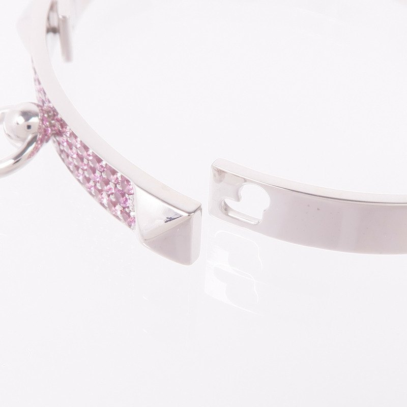 HERMES 18K白金CDC Collier de chien Bracelet石榴石手鐲-5