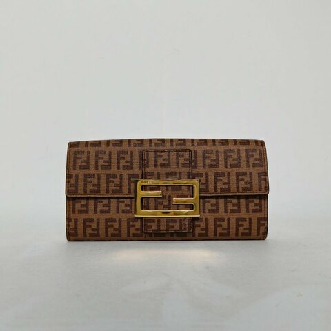 FENDI 老花帆布長款錢包肩背包