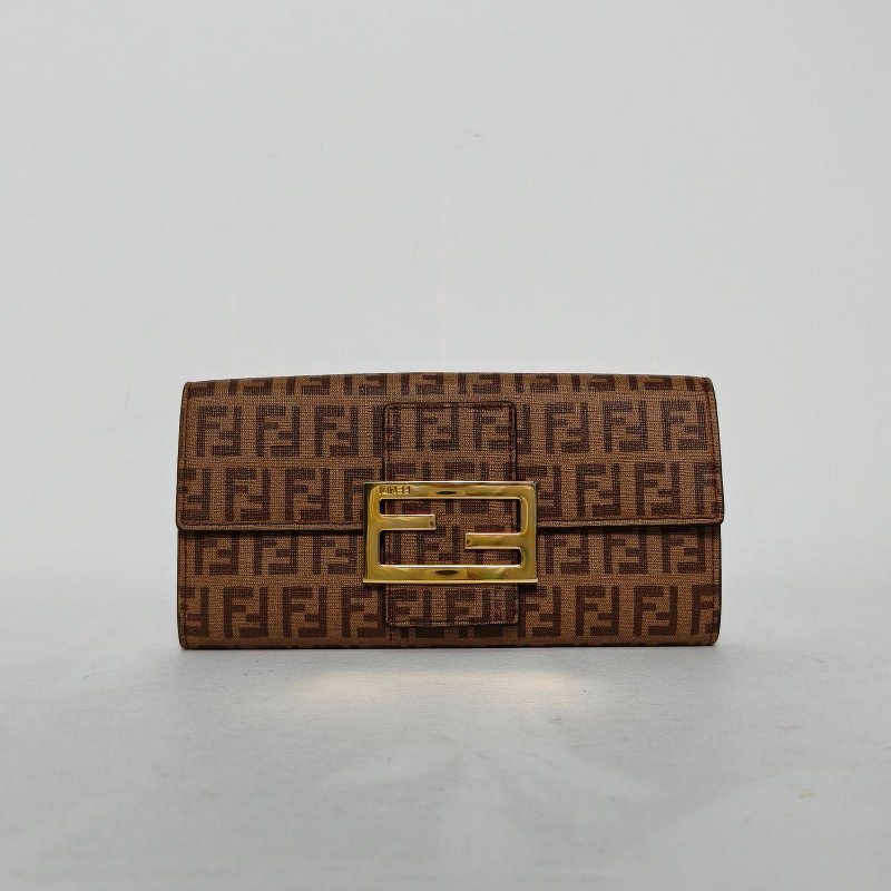 FENDI 老花帆布長款錢包肩背包-0