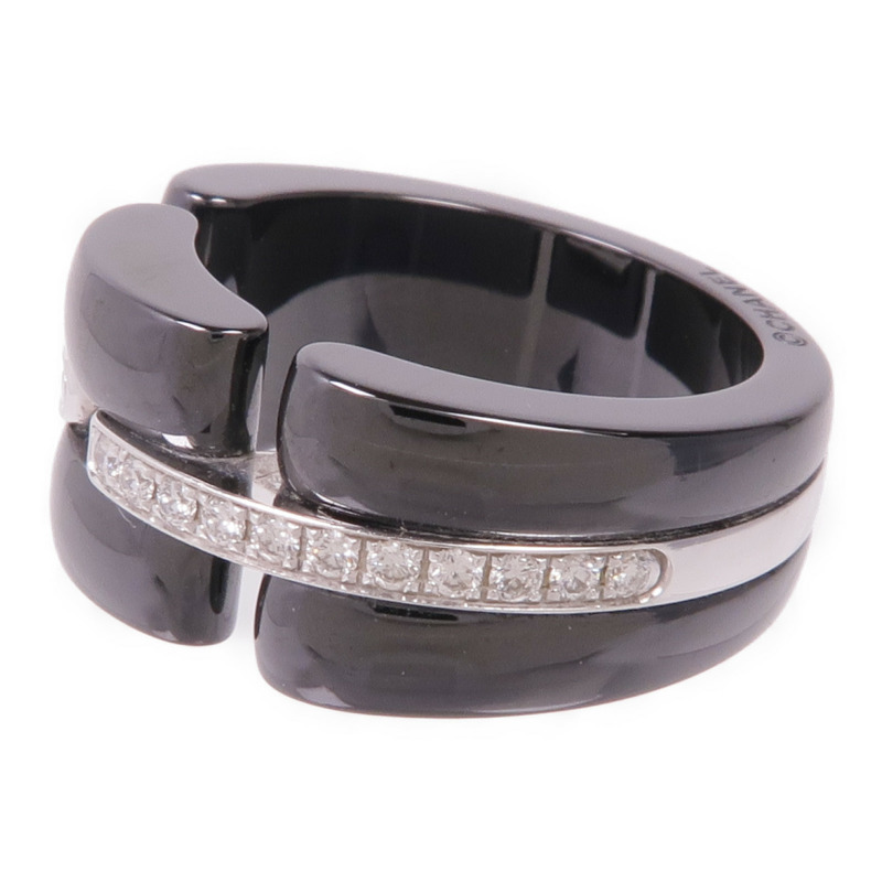 CHANEL 18K白金/陶瓷Ultra Ring鑽石戒指US#6.25-2