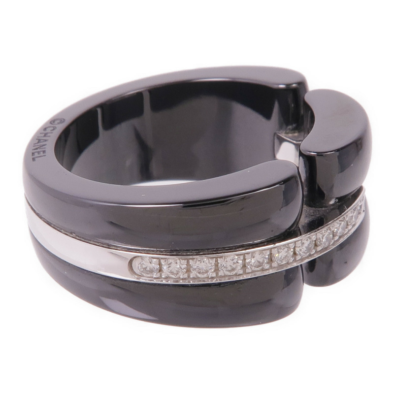 CHANEL 18K白金/陶瓷Ultra Ring鑽石戒指US#6.25-3