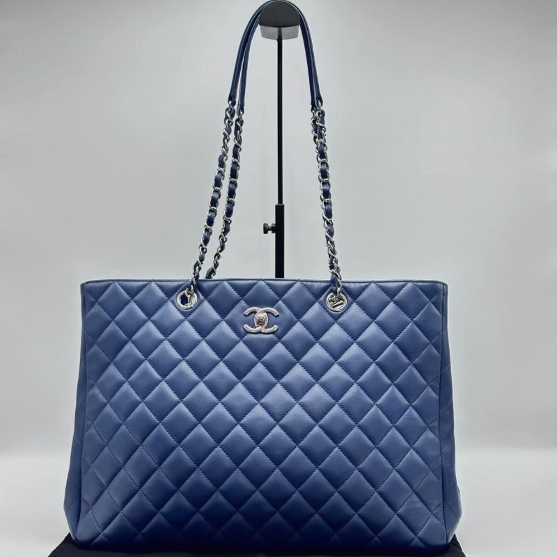 CHANEL 銀扣菱格紋鏈條手提肩背托特包 35*25*10 98新配件塵袋-0