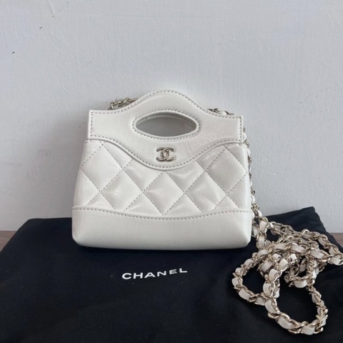 CHANEL 3lbagnanomini皮穿鏈手提肩背斜背鏈條包13.5*12*6 99新配件塵袋