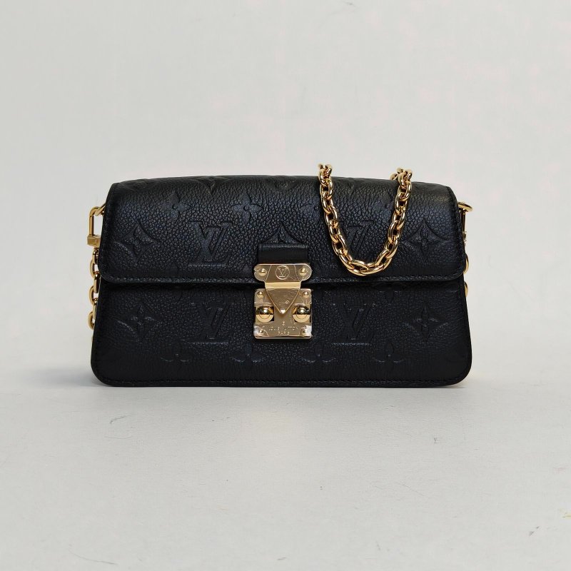 LOUIS VUITTON 黑色牛皮晶片WalletOnChainMetis可拆卸鏈條壓紋單肩包肩背包-0