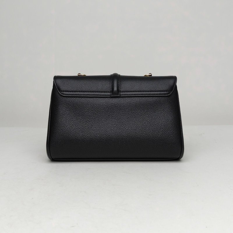 CELINE TeenSoft16寬肩帶黑色牛皮金扣肩背包-2