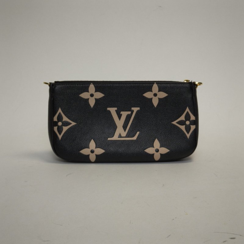 LOUIS VUITTON MultiPochetteAccessoires四合一黑色牛皮金扣晶片大Logo印花肩背包-2