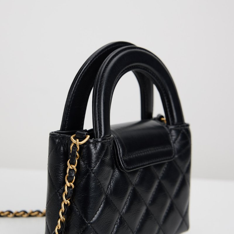 二手Chanel kelly nano mini黑金-7