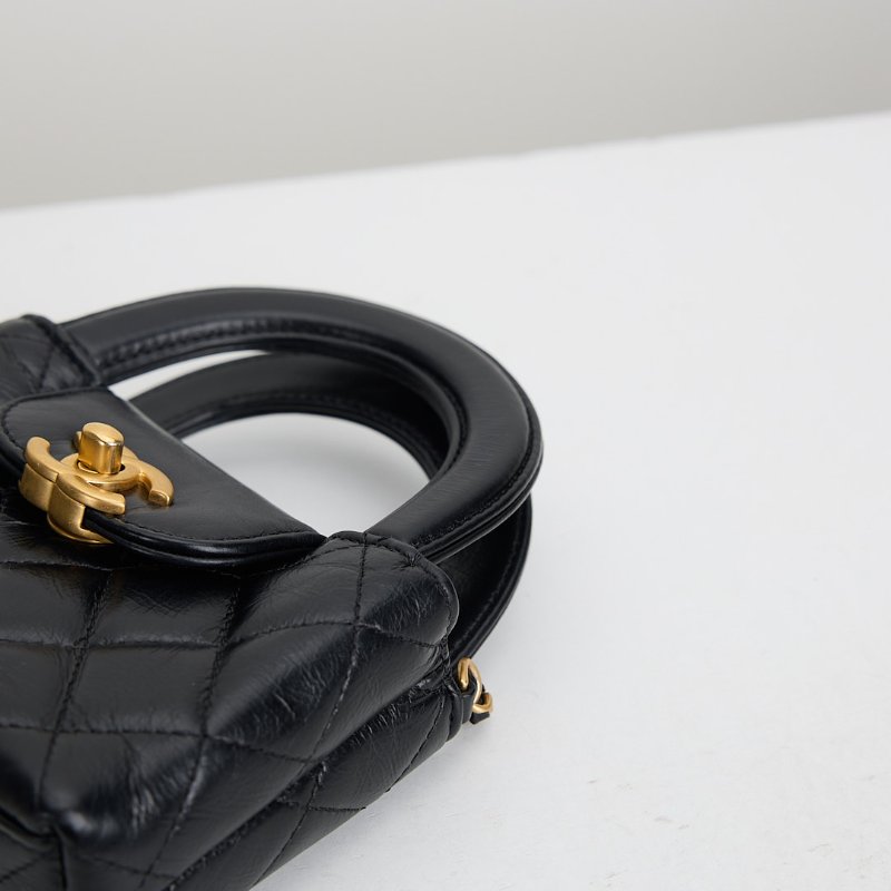 二手Chanel kelly nano mini黑金-8