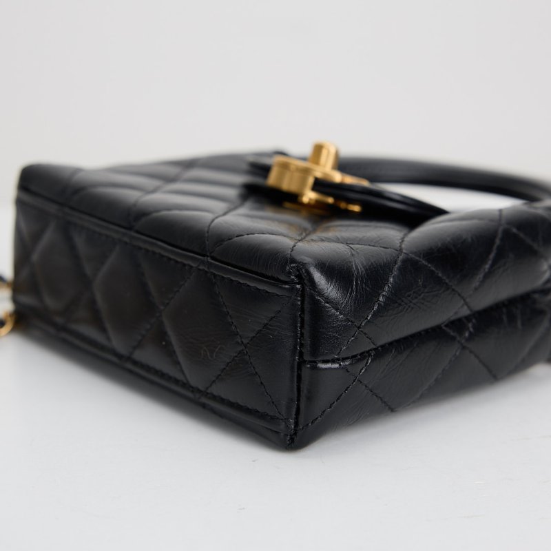 二手Chanel kelly nano mini黑金-9