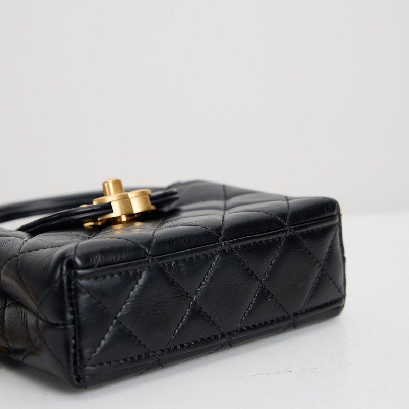 二手Chanel kelly nano mini黑金-10