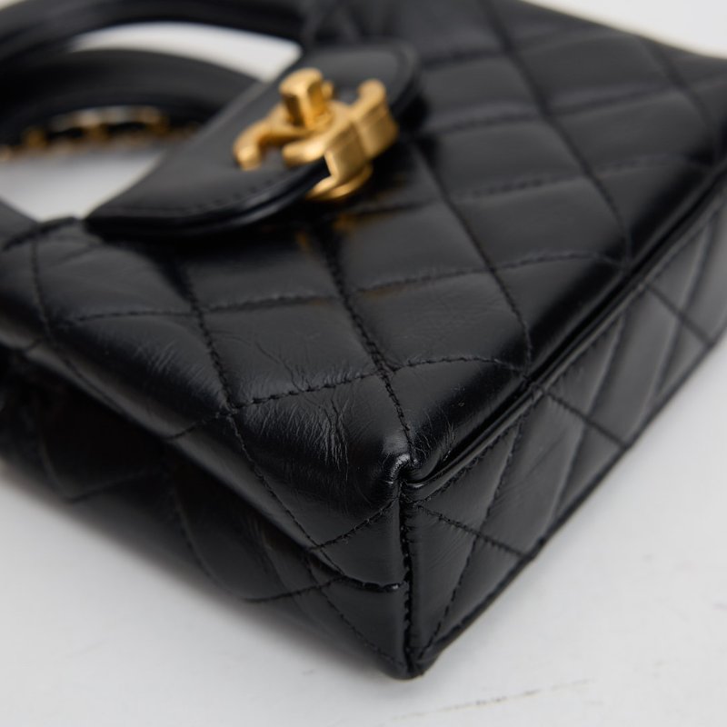 二手Chanel kelly nano mini黑金-12