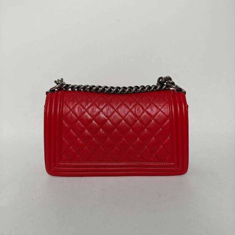 CHANEL Leboy中號25紅色牛皮17開銀扣肩背包-2