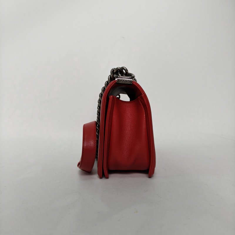 CHANEL Leboy中號25紅色牛皮17開銀扣肩背包-3