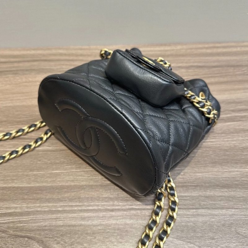 CHANEL 黑金23A子母抽繩水桶後背包17*16*11.5 99新配件塵袋-2
