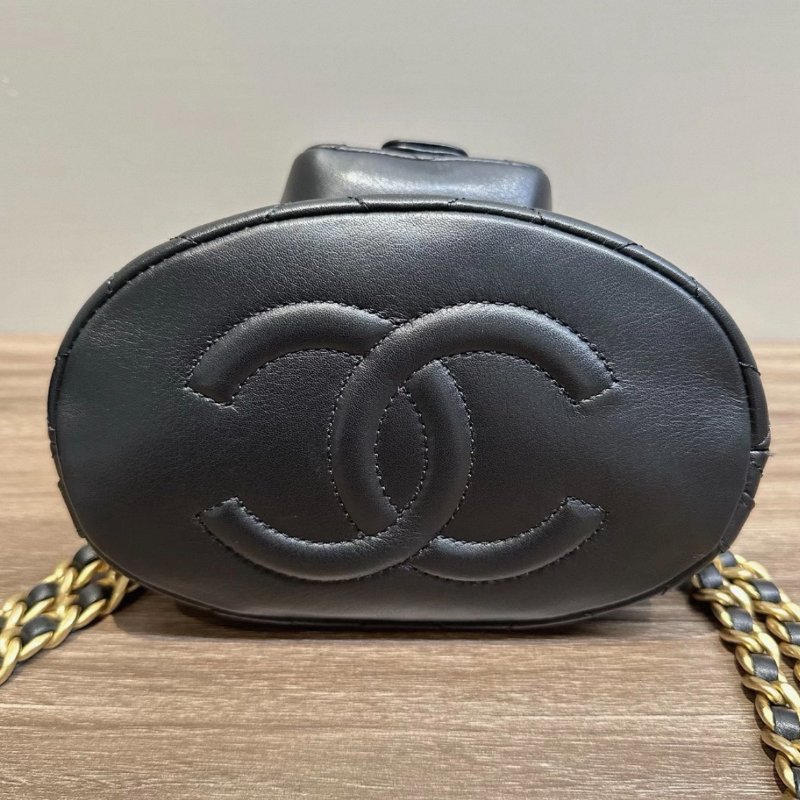 CHANEL 黑金23A子母抽繩水桶後背包17*16*11.5 99新配件塵袋-5