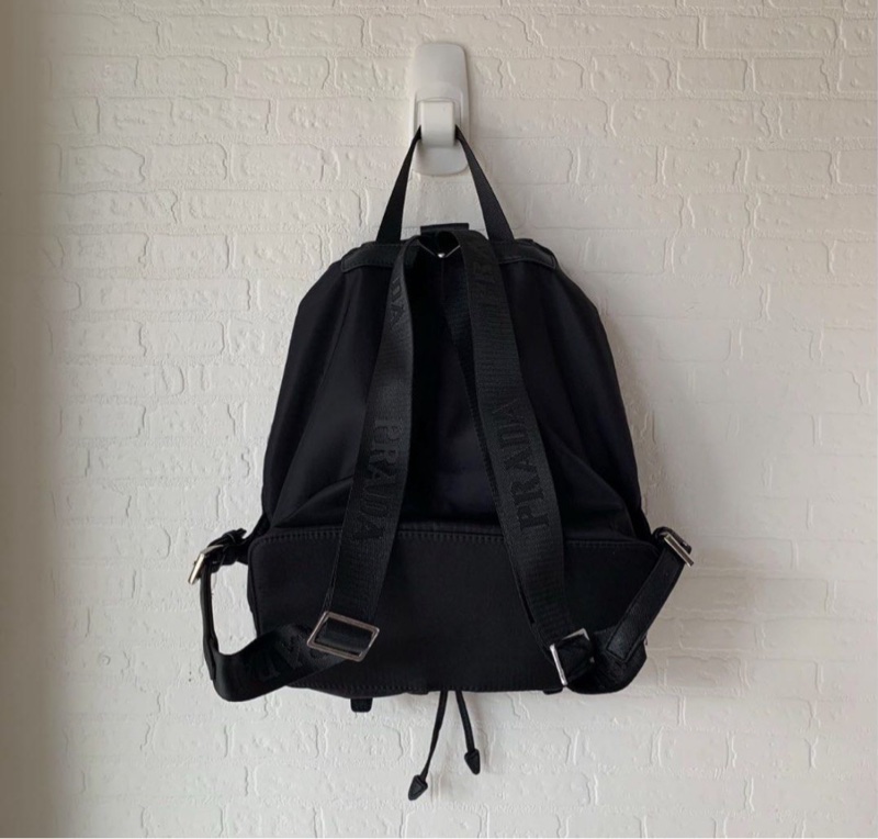 全🆕PRADA Logo 背包雙肩包小型黑色 Backpack 背包-1