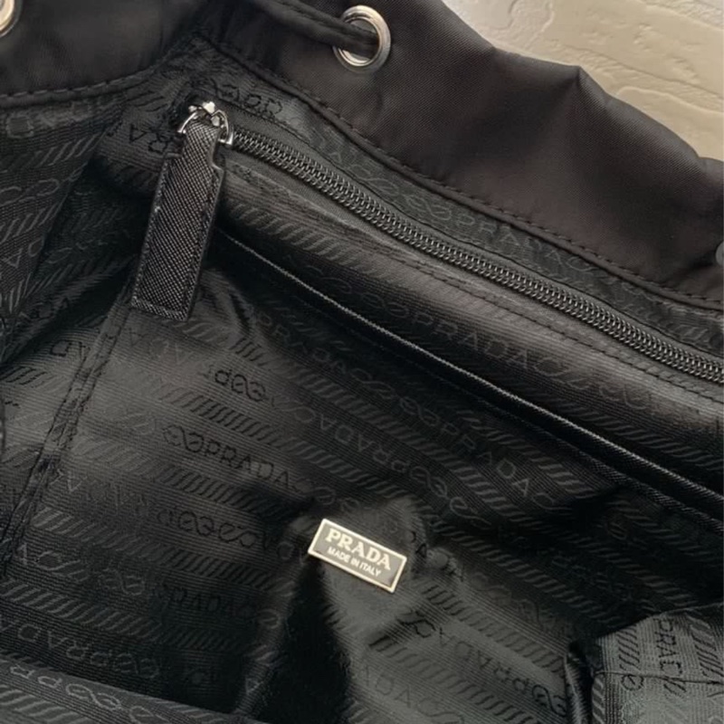 全🆕PRADA Logo 背包雙肩包小型黑色 Backpack 背包-3