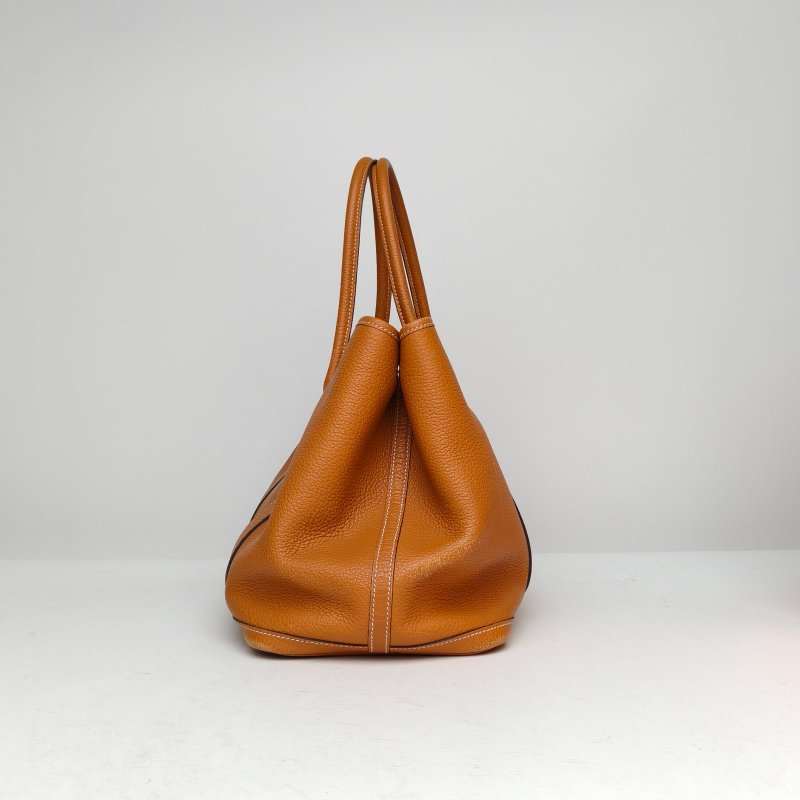 HERMES GardenParty花園包3637金棕色NEGONA皮A刻銀扣肩背包-1